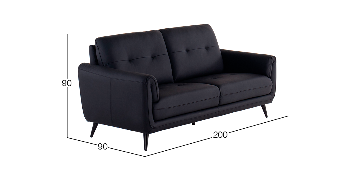 Sofá de Piel Cl Barret Negro