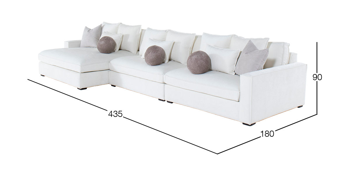 Sala en L Izquierda Tramontana Blanca 3 Piezas