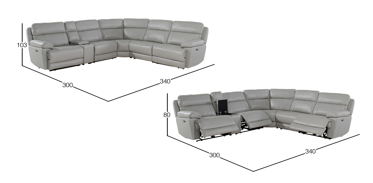 Sala Modular con Reclinables Eléctricos y Consola Georgette Gris