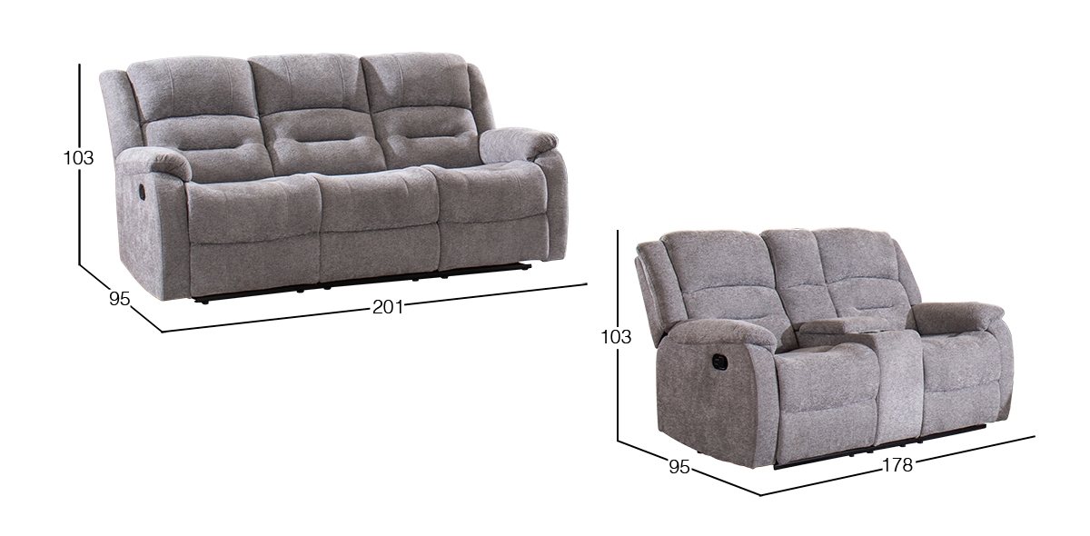 Sala con Reclinables Brooklyn Gris