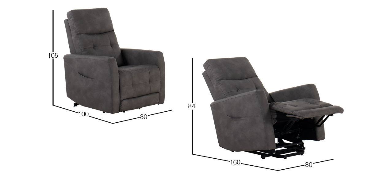 Sillón con Reclinable Eléctrico Olimpia PL Gris