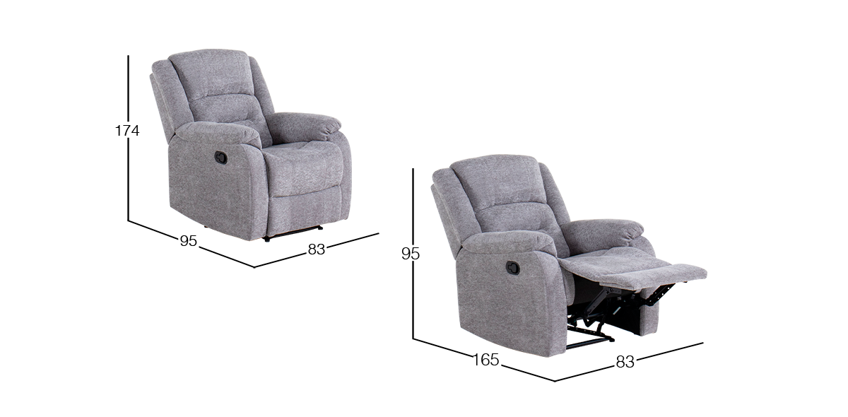 Sillón con Reclinable Cl Brooklyn Gris