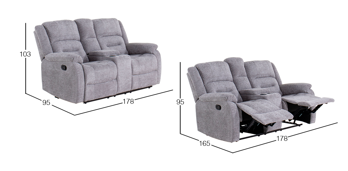 Sofá 2 Plazas con 2 Reclinables Cl Brooklyn Gris