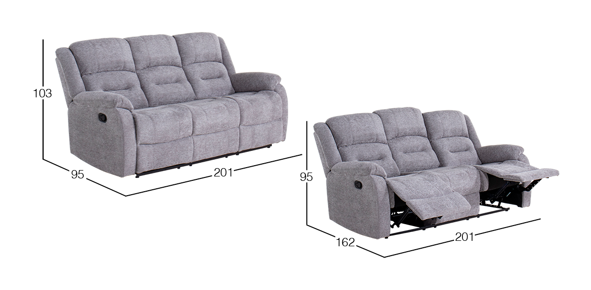 Sofá con Reclinables Cl Brooklyn Gris