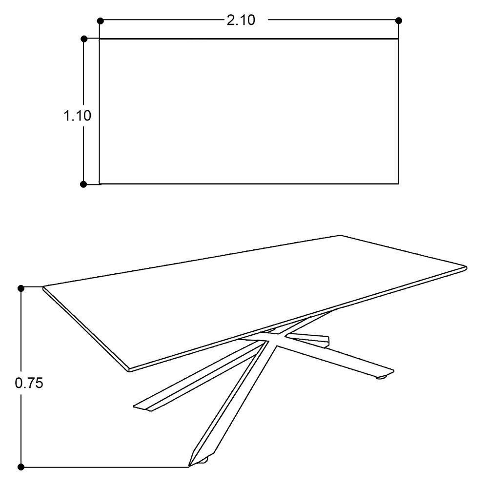 Comedor 210 X 110 Cm Rectangular Brent Vidrio