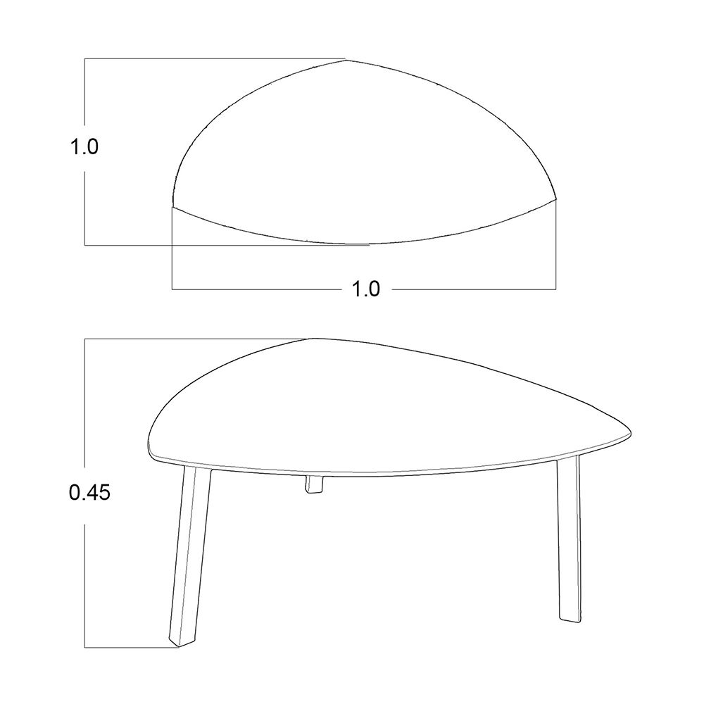 Mesa Centro 100 X 100 Cm Triangular Brent Vidrio