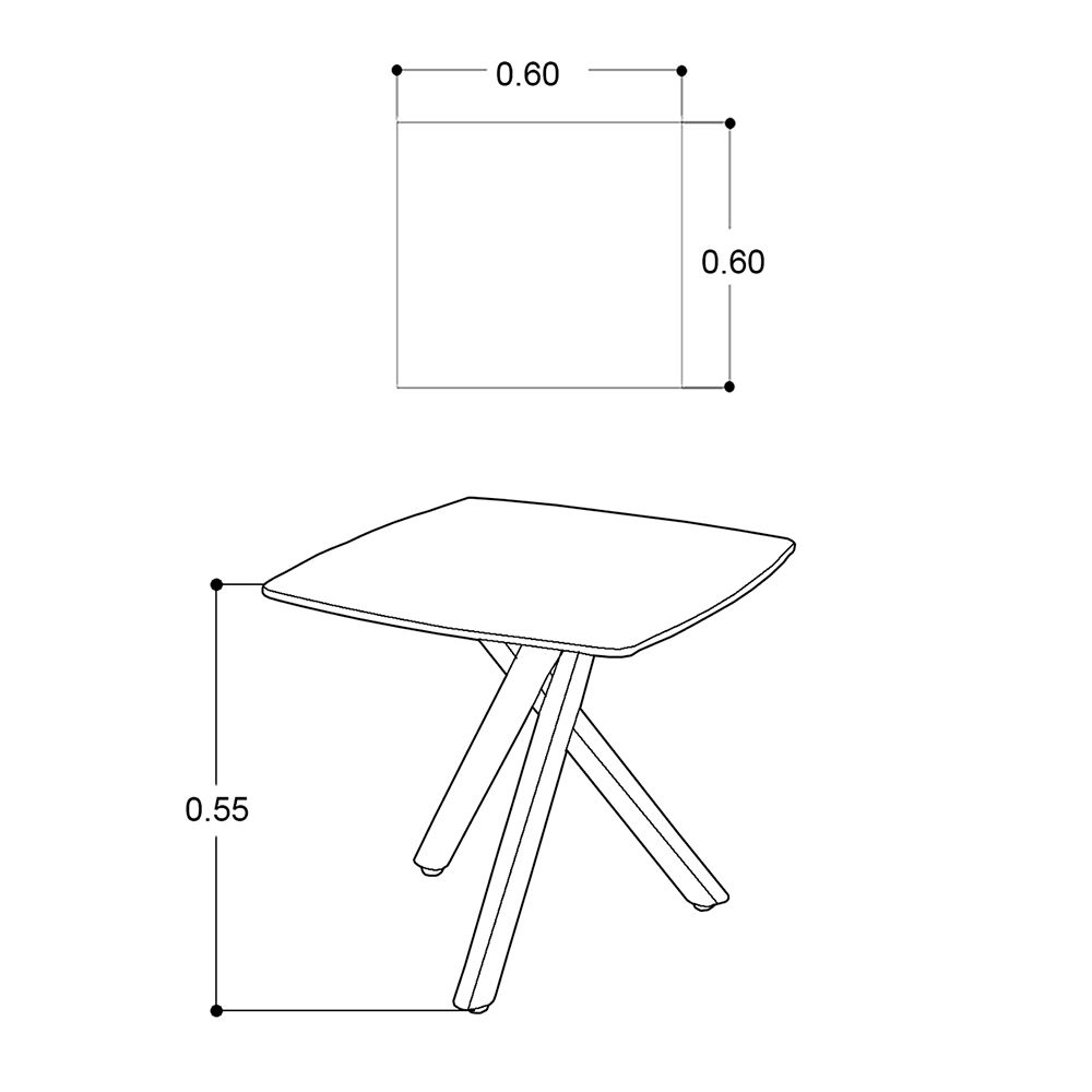 Mesa Lateral 60 X 60 Cm Cuadrada Brent Vidrio