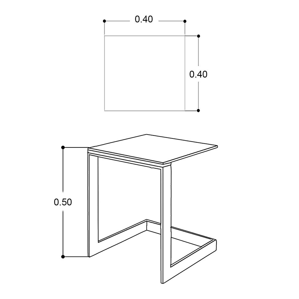 Mesa Lateral 40 X 40 Cm Cuadrada Brent Vidrio