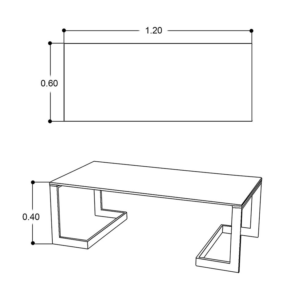 Mesa Centro 120 X 60 Cm Rectangular Brent Vidrio