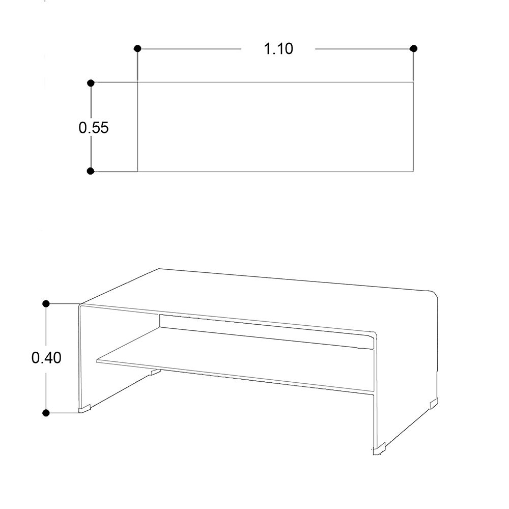 Mesa Centro 110 X 55 Cm Rectangular Brent Vidrio