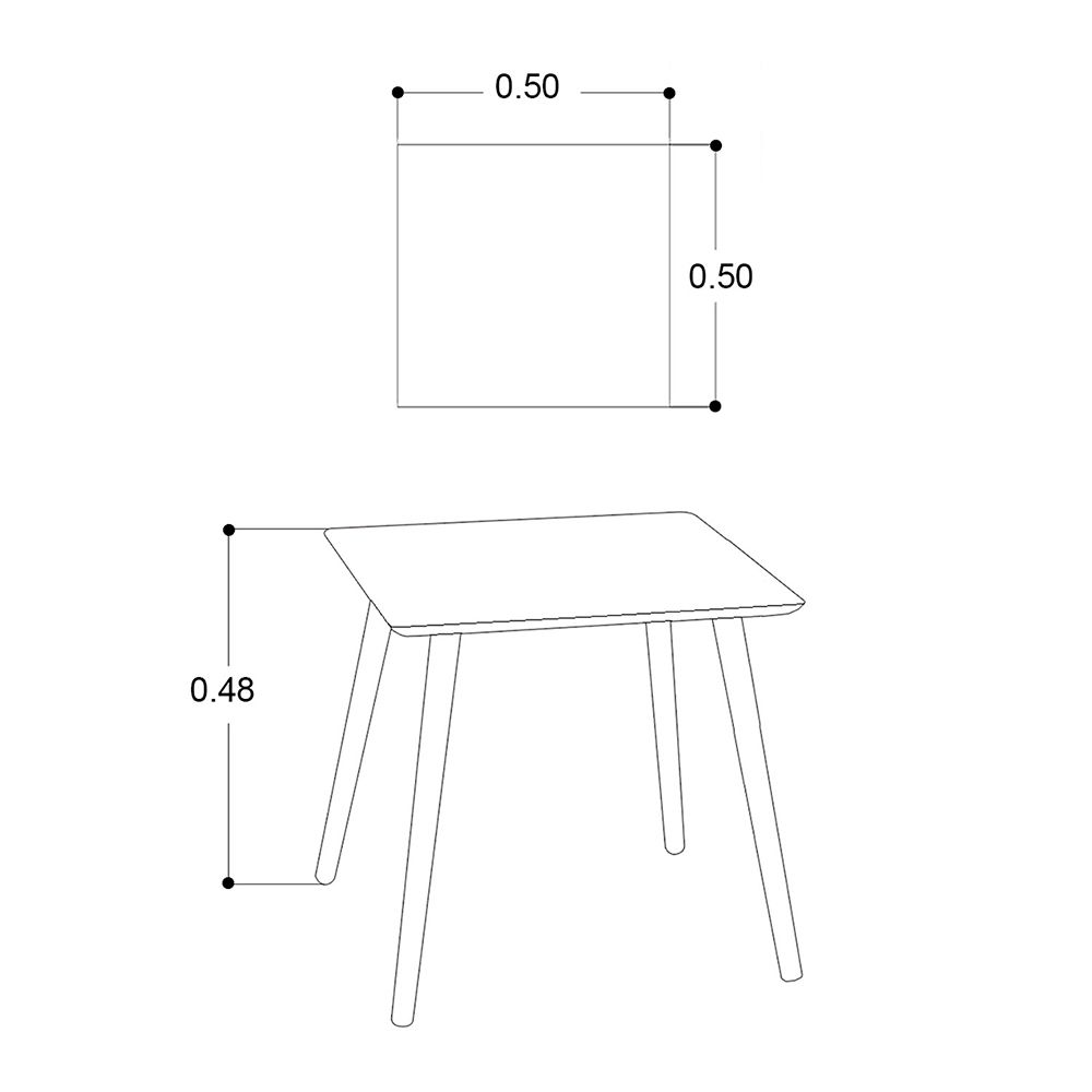 Mesa Lateral 50 X 50 Cm Cuadrada Brent Madera Café