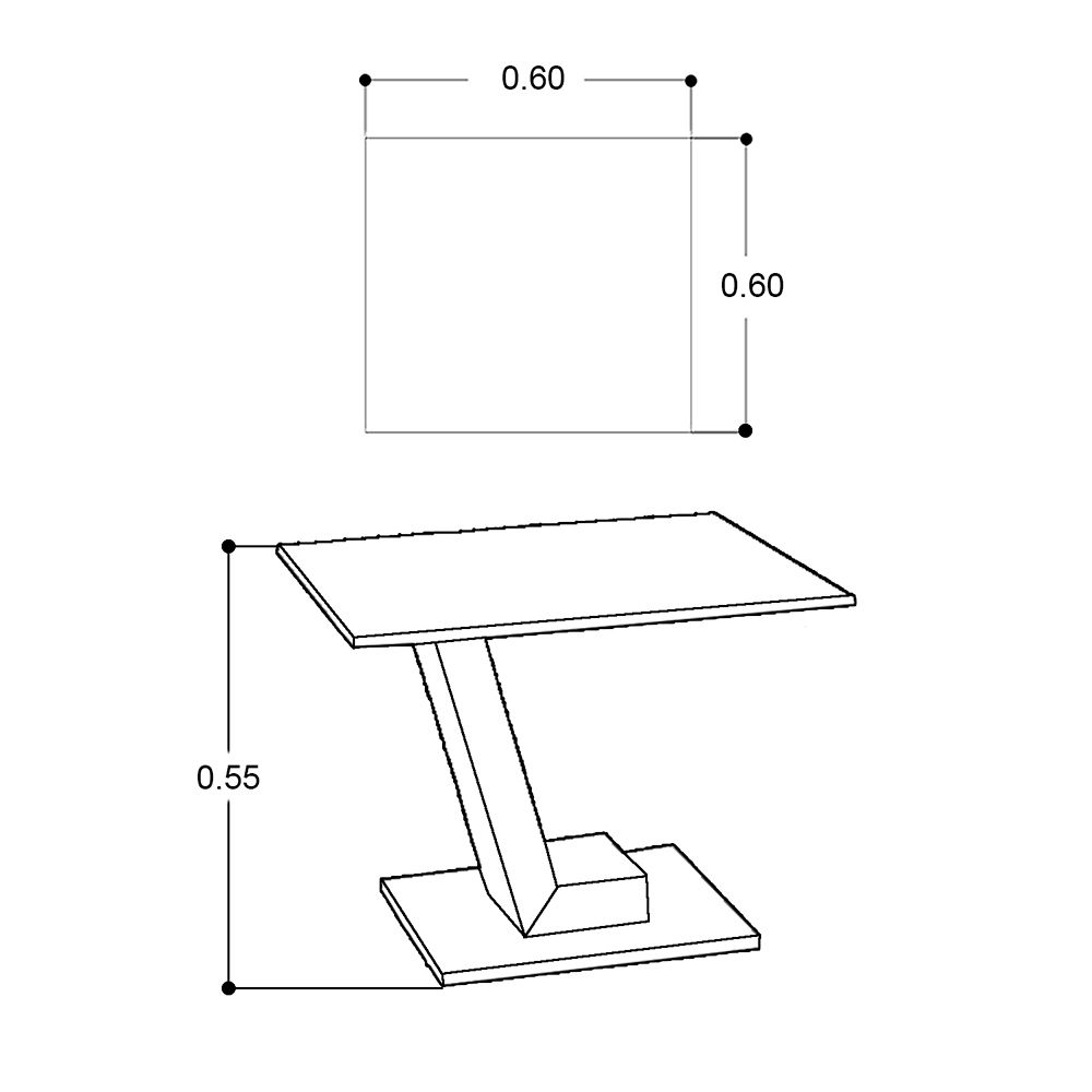 Mesa Lateral 60 X 60 Cm Cuadrada Brent Vidrio